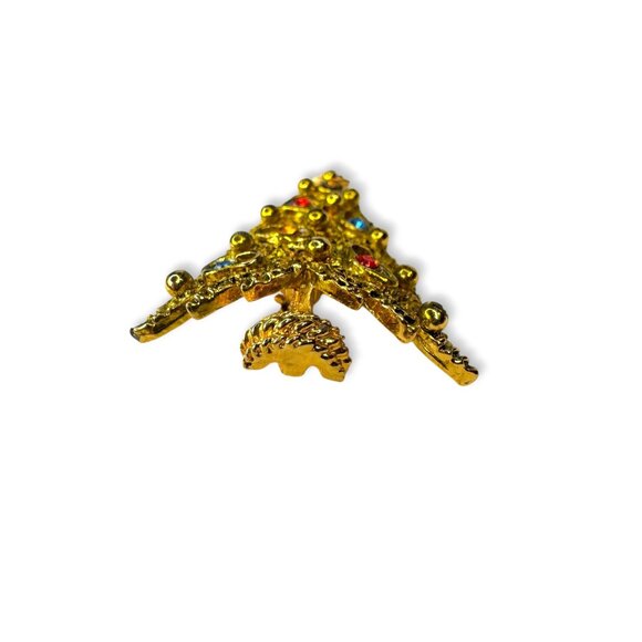 Vintage ART Mode Art Arthur Pepper Christmas Tree Brooch Gold Tone 2.09" - Picture 7 of 9